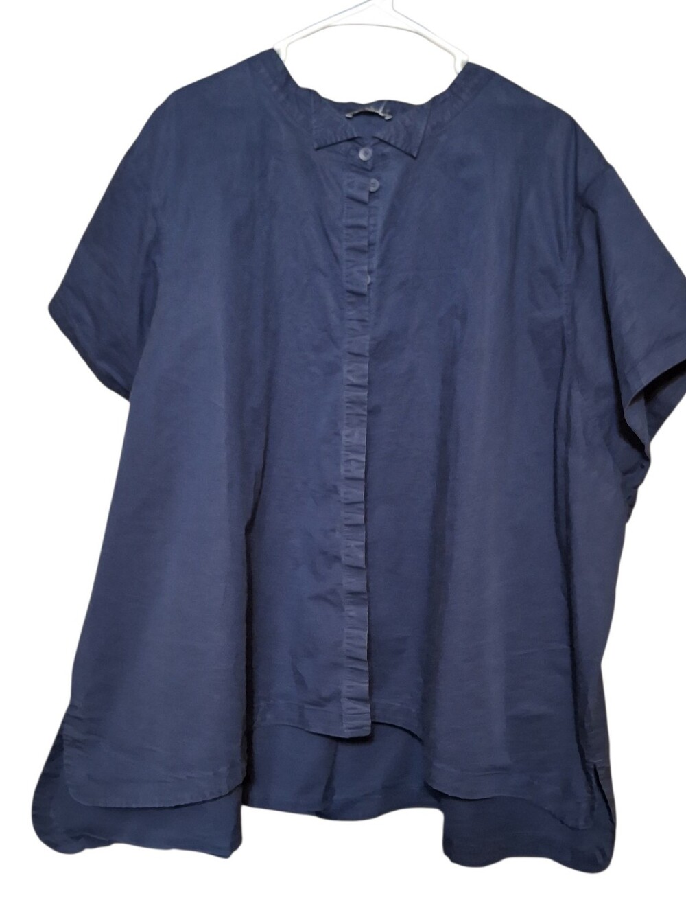 Universal Standard Womens 3X/4X Oversized Navy Button Up Top Nautical Lagenlook